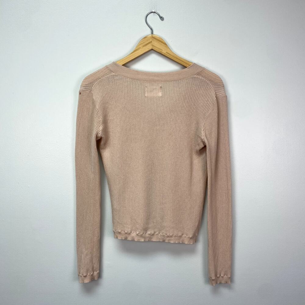 GREY/VEN The Haldane Long Sleeve V-Neck Sweater in Sesame XS - Picture 8 of 8